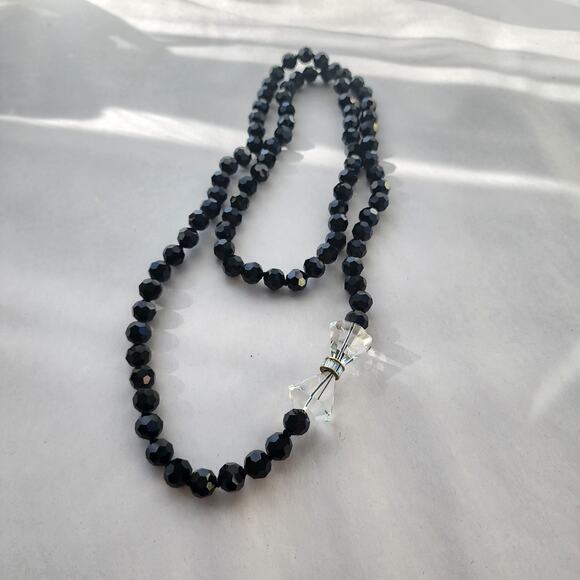 HEIDI DAUS "Full Of Possibilities" black Necklace Swarovski Crystal Long Bow - Picture 3 of 10